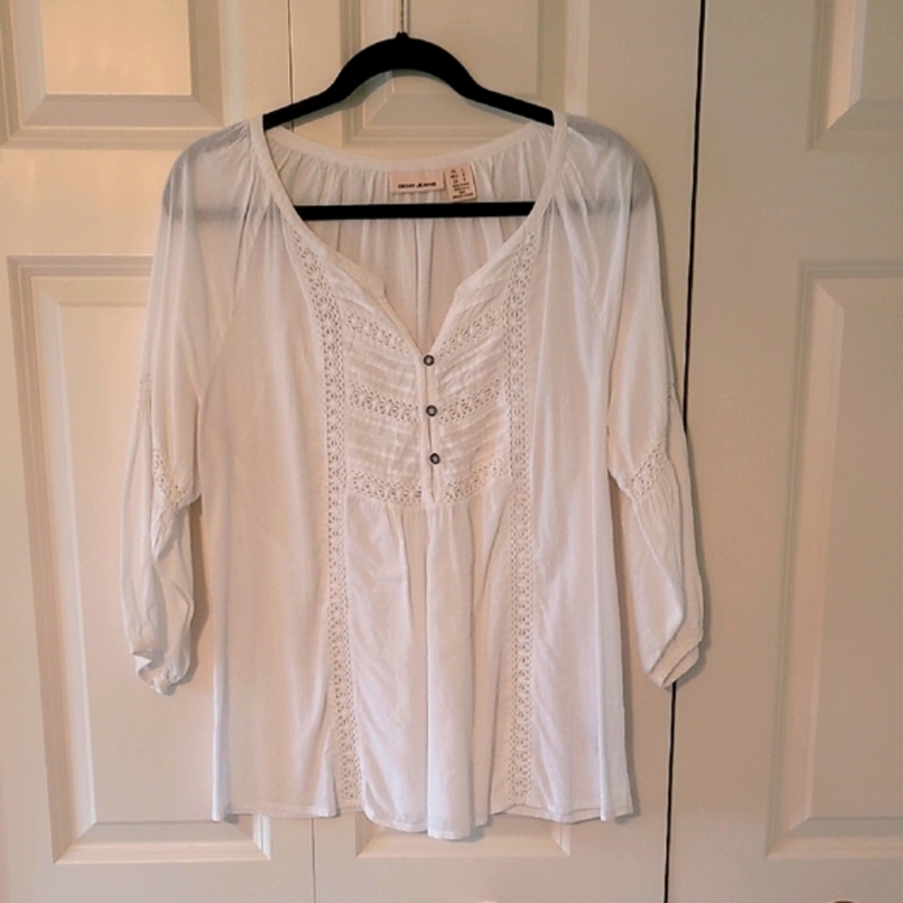 White Lace Detail Women's Top